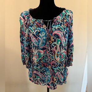 Talbots Multicolor Paisley Blouse, Loose Fit